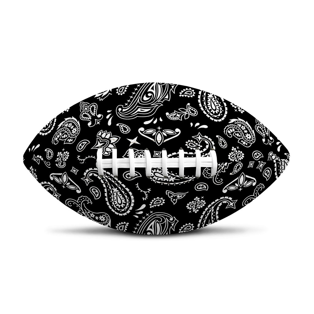 Black Paisley Bandana Pattern Print Rugby Ball