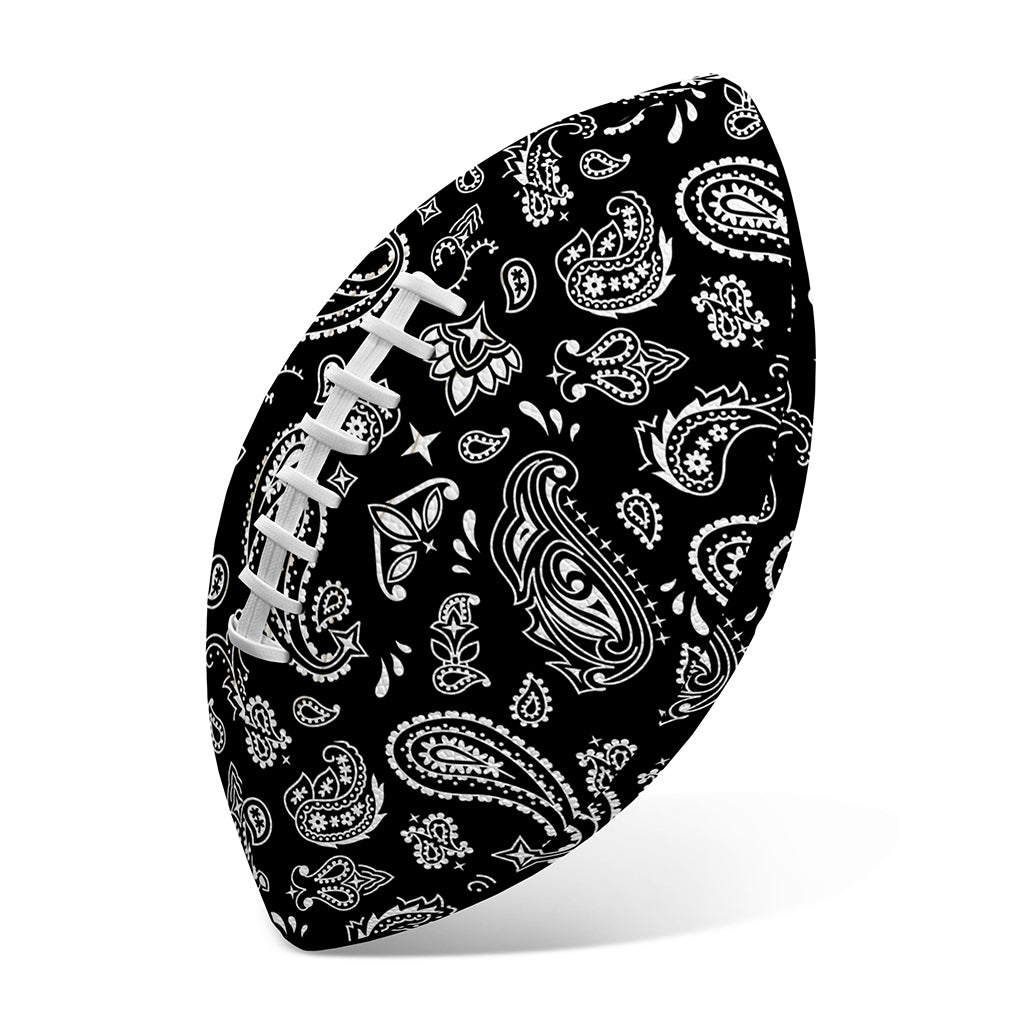 Black Paisley Bandana Pattern Print Rugby Ball