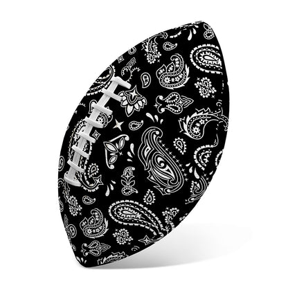 Black Paisley Bandana Pattern Print Rugby Ball