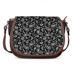 Black Paisley Bandana Pattern Print Saddle Bag