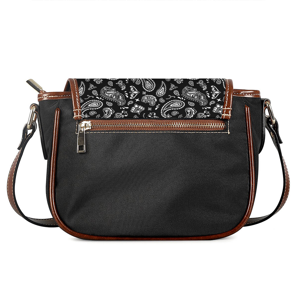 Black Paisley Bandana Pattern Print Saddle Bag