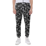 Black Paisley Bandana Pattern Print Scuba Joggers
