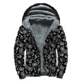 Black Paisley Bandana Pattern Print Sherpa Lined Zip Up Hoodie