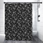 Black Paisley Bandana Pattern Print Shower Curtain