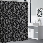 Black Paisley Bandana Pattern Print Shower Curtain