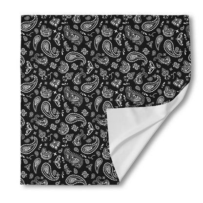 Black Paisley Bandana Pattern Print Silk Bandana