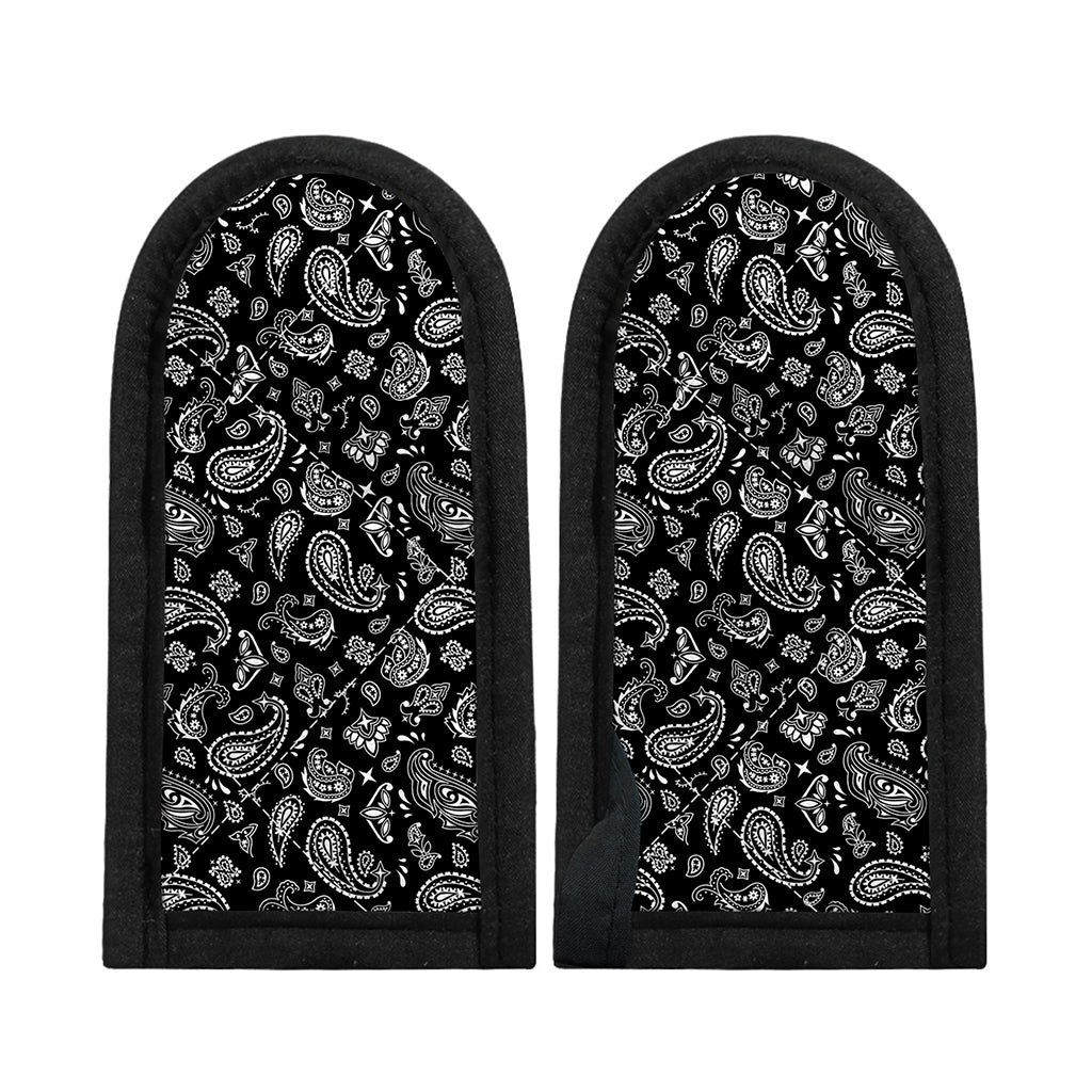 Black Paisley Bandana Pattern Print Skillet Handle Cover