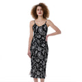 Black Paisley Bandana Pattern Print Slim Fit Midi Cami Dress