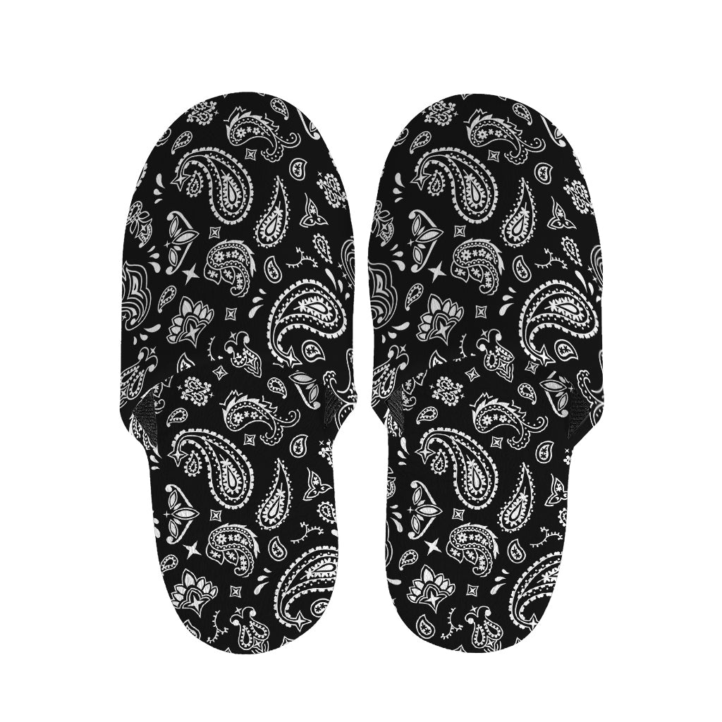 Black Paisley Bandana Pattern Print Slippers