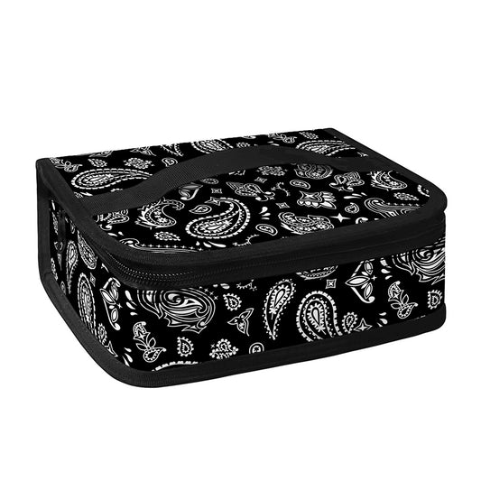 Black Paisley Bandana Pattern Print Small Lunch Bag