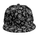Black Paisley Bandana Pattern Print Snapback Cap