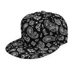 Black Paisley Bandana Pattern Print Snapback Cap