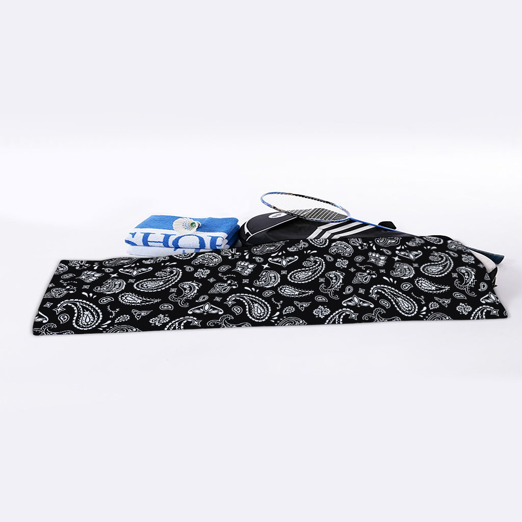 Black Paisley Bandana Pattern Print Sports Towel