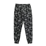 Black Paisley Bandana Pattern Print Sweatpants