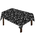 Black Paisley Bandana Pattern Print Tablecloth
