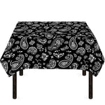 Black Paisley Bandana Pattern Print Tablecloth