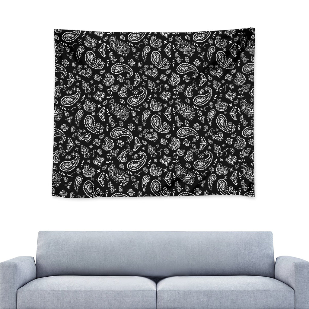 Black Paisley Bandana Pattern Print Tapestry