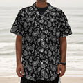 Black Paisley Bandana Pattern Print Textured Short Sleeve Shirt