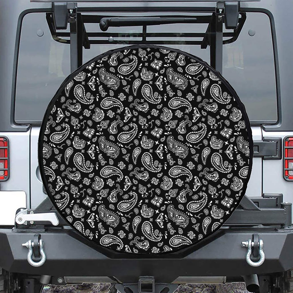 Black Paisley Bandana Pattern Print Tire Cover