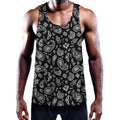 Black Paisley Bandana Pattern Print Men's Workout Tank Top