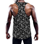 Black Paisley Bandana Pattern Print Training Tank Top