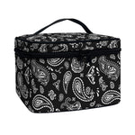 Black Paisley Bandana Pattern Print Travel Makeup Bag