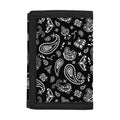 Black Paisley Bandana Pattern Print Trifold Wallet