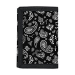 Black Paisley Bandana Pattern Print Trifold Wallet