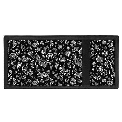 Black Paisley Bandana Pattern Print Trifold Wallet