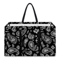 Black Paisley Bandana Pattern Print Utility Tote Bag