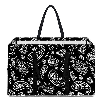 Black Paisley Bandana Pattern Print Utility Tote Bag