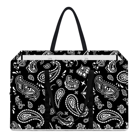 Black Paisley Bandana Pattern Print Utility Tote Bag