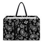 Black Paisley Bandana Pattern Print Utility Tote Bag