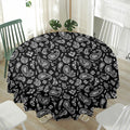 Black Paisley Bandana Pattern Print Waterproof Round Tablecloth