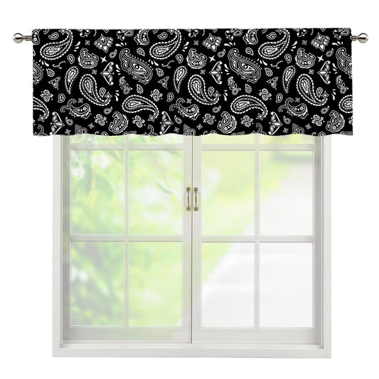 Black Paisley Bandana Pattern Print Window Valance