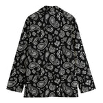 Black Paisley Bandana Pattern Print Women's Blazer