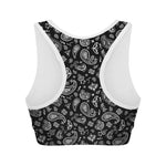 Black Paisley Bandana Pattern Print Women's Sports Bra