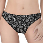 Black Paisley Bandana Pattern Print Women's Thong