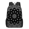 Black Paisley Bandana Print 17 Inch Backpack