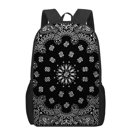 Black Paisley Bandana Print 17 Inch Backpack