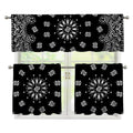 Black Paisley Bandana Print 3 Piece Kitchen Curtains