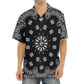 Black Paisley Bandana Print Aloha Shirt