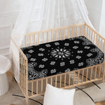 Black Paisley Bandana Print Baby Crib Sheet