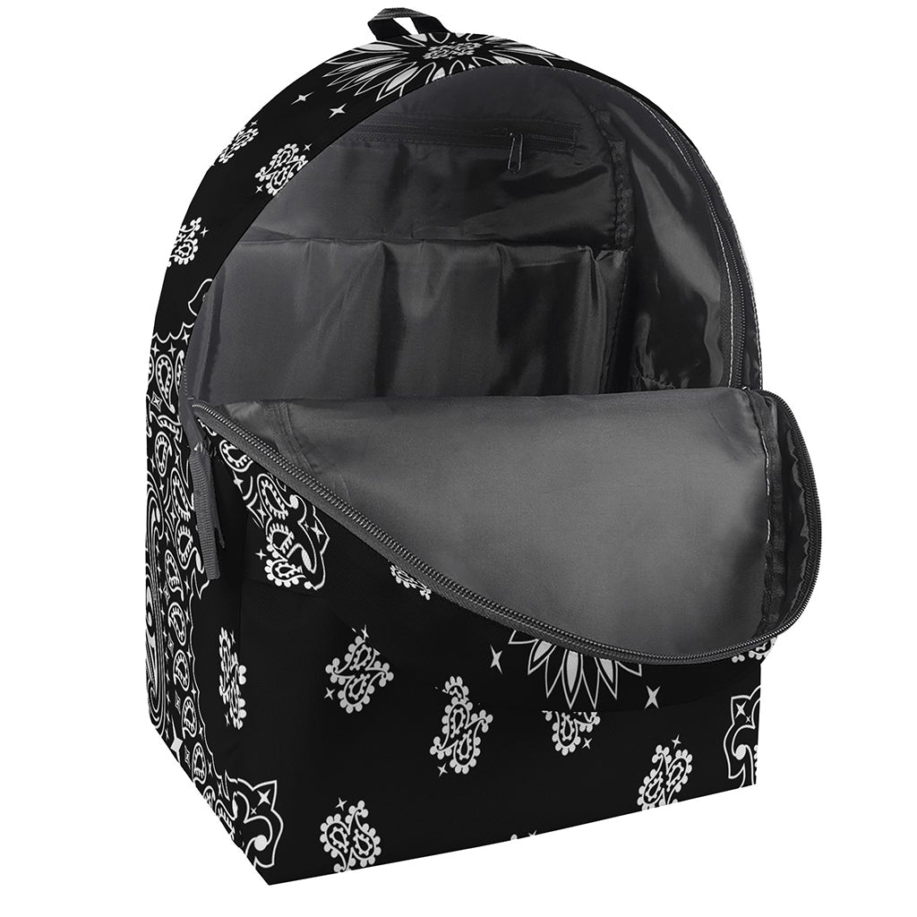 Black Paisley Bandana Print Backpack