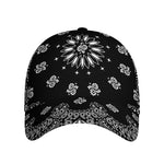 Black Paisley Bandana Print Baseball Cap