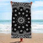 Black Paisley Bandana Print Beach Towel