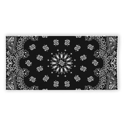 Black Paisley Bandana Print Beach Towel
