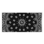 Black Paisley Bandana Print Beach Towel