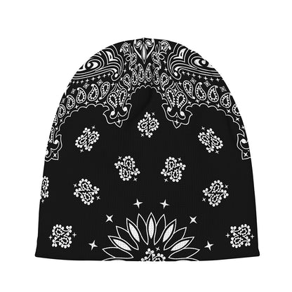 Black Paisley Bandana Print Beanie