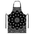 Black Paisley Bandana Print Bib Apron With Pocket